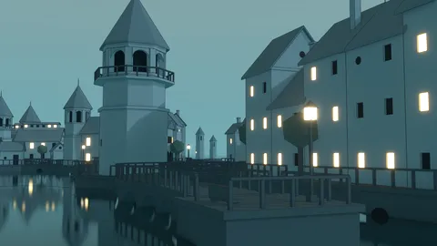 Ooster's pier at night, a Blender render